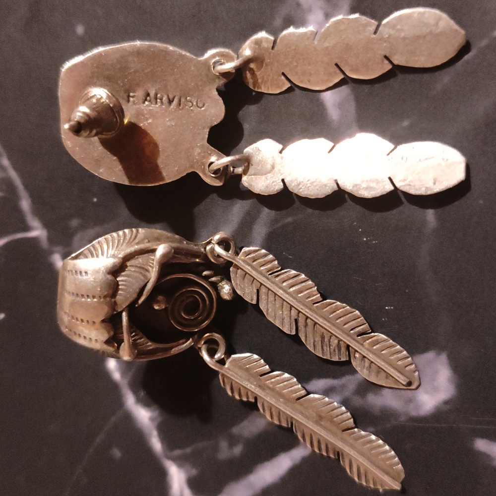 Silver Native Feathers Earrings - image 1